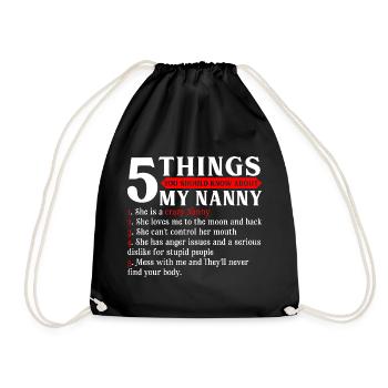 Crazy Nanny List Tee - Drawstring Bag - black - Front