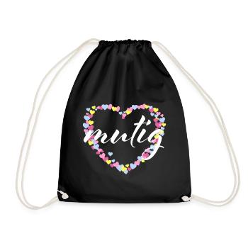 Courageous Courage Encourager - Pastel Heart - Drawstring Bag - black - Front