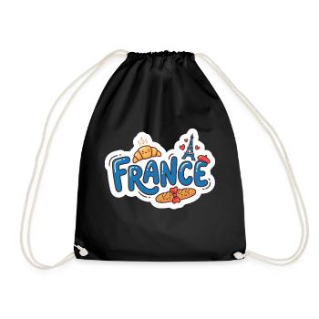 Aufkleber France Kawaii Croissant Paris - Turnbeutel - Schwarz - Vorne