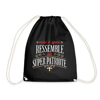Super Patriote France - Humour droite militant  - Sac de sport léger - noir - Devant