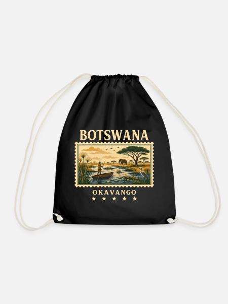 Botswana Okavango Vintage Reise - Turnbeutel - Schwarz