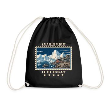 Grönland Ilulissat Vintage Reisemarke - Turnbeutel - Schwarz - Vorne