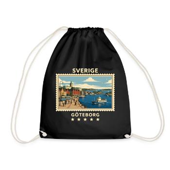 Schweden Göteborg Vintage Reisemarke - Turnbeutel - Schwarz - Vorne