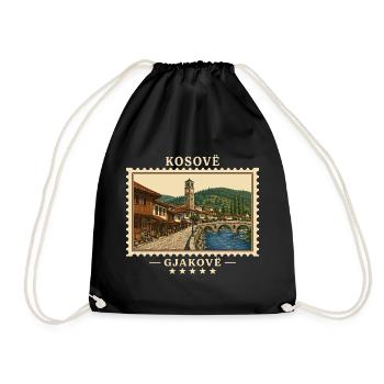 Kosovo Gjakovë Vintage Reisemarke - Turnbeutel - Schwarz - Vorne