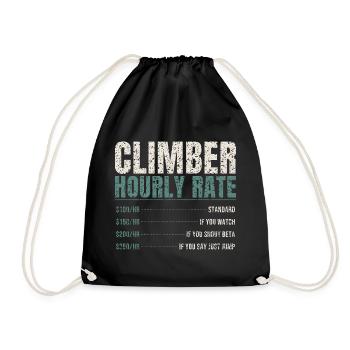 Climber Hourly Rate Funny - Drawstring Bag - black - Front