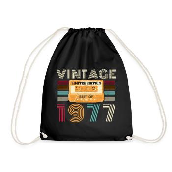 1977 Vintage Retro Geburtstagsgeschenk - Turnbeutel - Schwarz - Vorne