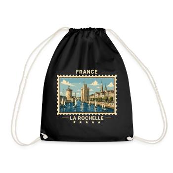 Frankreich La Rochelle Vintage Reisemarke - Turnbeutel - Schwarz - Vorne