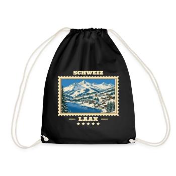 Schweiz Laax Winter Vintage Reisemarke - Turnbeutel - Schwarz - Vorne