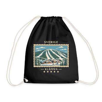 Schweden Kläppen Winter Vintage Reisemarke - Turnbeutel - Schwarz - Vorne