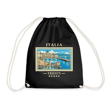Italien Triest Vintage Reisemarke - Turnbeutel - Schwarz - Vorne
