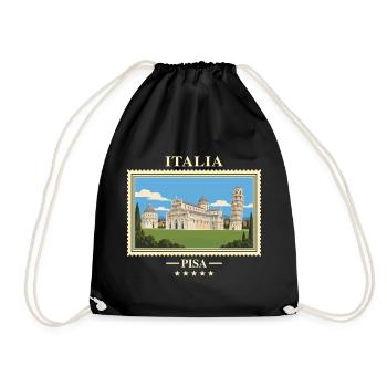Italien Pisa Vintage Reisemarke - Turnbeutel - Schwarz - Vorne