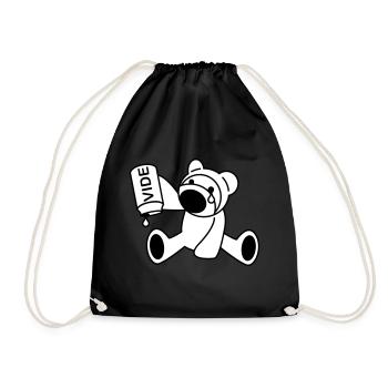 bear cub - Drawstring Bag - black - Front