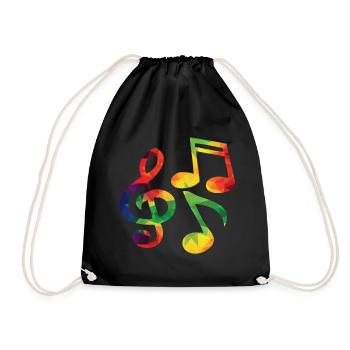 Bunte Musiknoten - Turnbeutel - Schwarz - Vorne