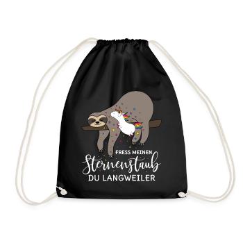 Sloth unicorn saying eat my stardust - Drawstring Bag - black - Front