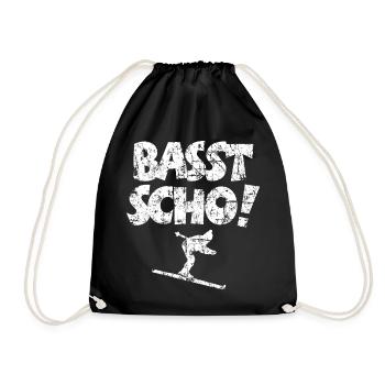 Basst Scho! Après-Ski Wintersport Skifahrer - Turnbeutel - Schwarz - Vorne