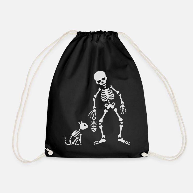 Cat likes fish bone skeleton - Turnbeutel - Schwarz