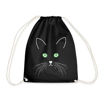 Chat aux yeux verts - Sac de sport léger - noir - Devant
