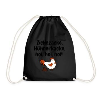 Zickezacke Huehnerkacke - Turnbeutel - Schwarz - Vorne