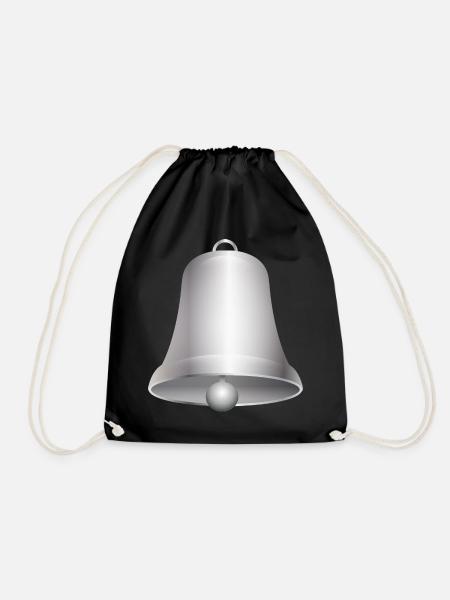 große silberfarbene Kirchen Glocke oder Glöckchen - Turnbeutel - Schwarz