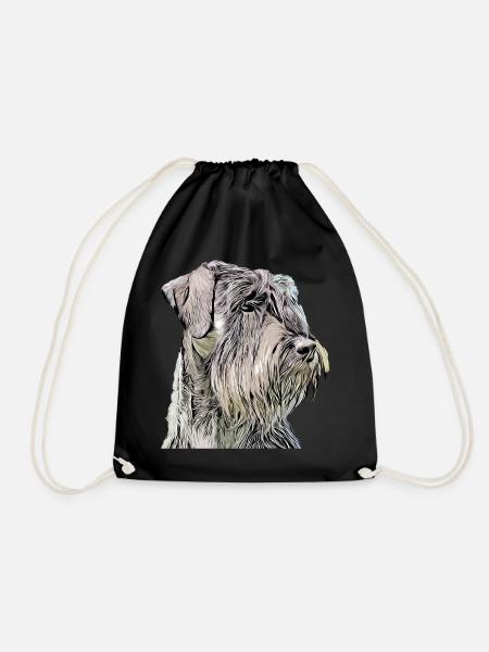 Riesenschnauzer Hundekopf Cartoon Retro design - Turnbeutel - Schwarz