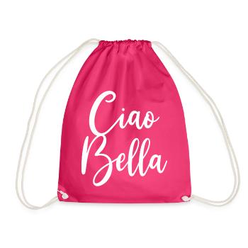 Ciao Bella Single Italy Travel Vacation Gift - Drawstring Bag - fuchsia - Front