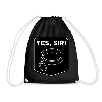 Yes Sir - BDSM Halsband Bondage - Sub Geschenk - Turnbeutel - Schwarz - Vorne