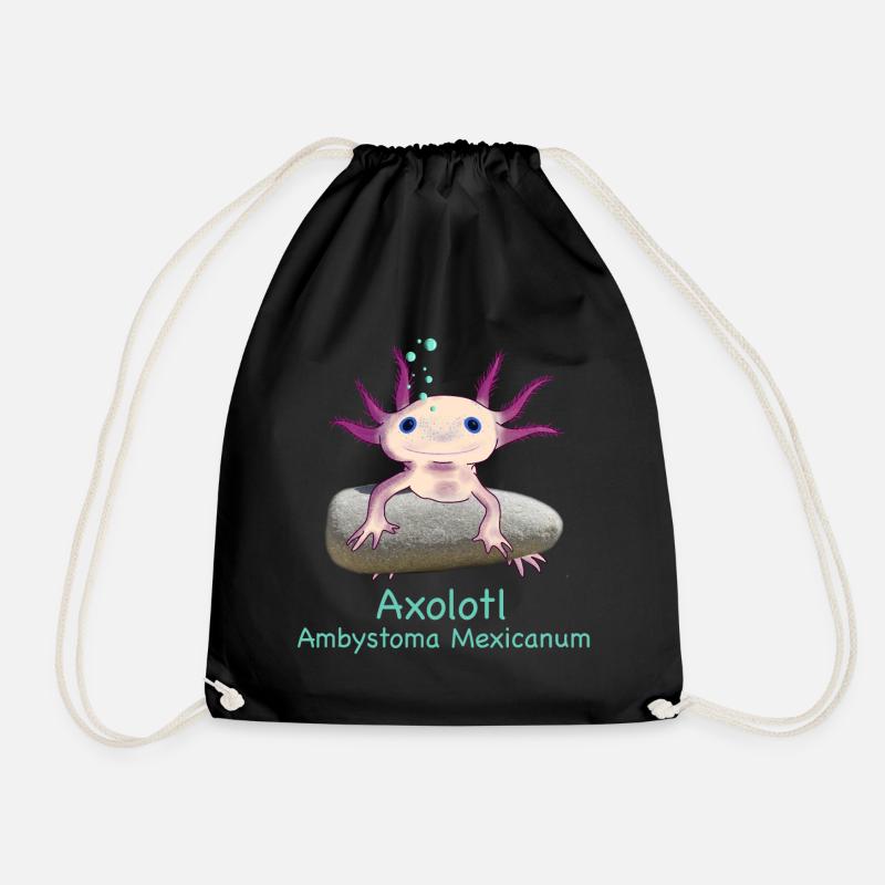 Kultiger Axolotl chillt, handgezeichnet - Turnbeutel - Schwarz