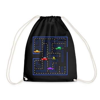 Road bike road, gamer, gaming, racing bike, cars - Drawstring Bag - black - Front