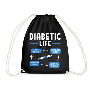 Diabetiker Insulin - Turnbeutel - Schwarz - Vorne