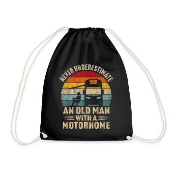never underestimate an old man with a motorhome - Drawstring Bag - black - Front