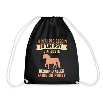 cadeau cheval poney besoin d'aller faire du poney - Sac de sport léger - noir - Devant