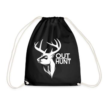 Hirschsilhouette Outdoor Jagddesign - Turnbeutel - Schwarz - Vorne