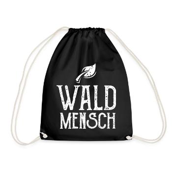 Waldmensch Symbol Illustration Blätter Logo icon - Turnbeutel - Schwarz - Vorne