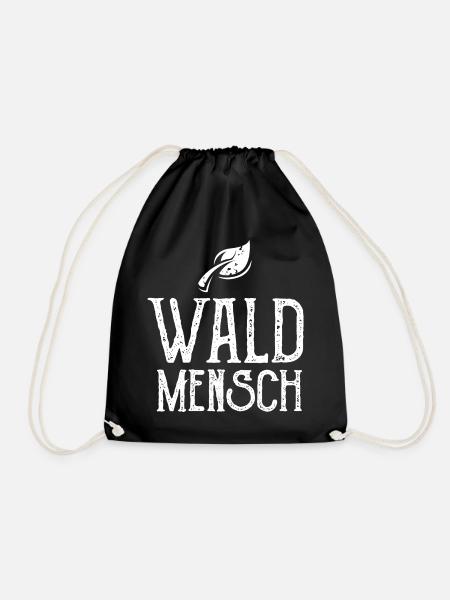 Waldmensch Symbol Illustration Blätter Logo icon - Turnbeutel - Schwarz