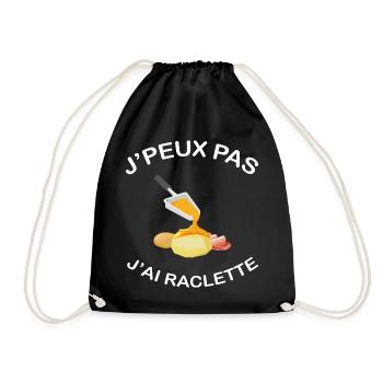 J'peux pas j'ai raclette Humour Cadeau raclette - Sac de sport léger - noir - Devant