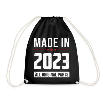 Made In 2023 - All Original Parts - Birthday - Turnbeutel - Schwarz - Vorne