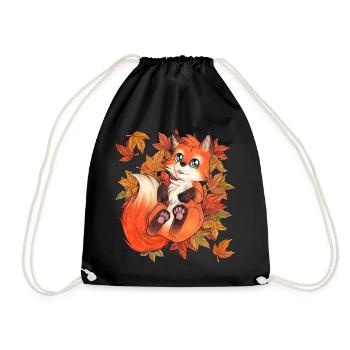 Herbst Fuchs mit bunten Laub goldene Jahreszeit - Turnbeutel - Schwarz - Vorne