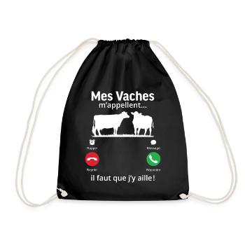 mes vaches m'appellent il faut que j'y aille! - Sac de sport léger - noir - Devant