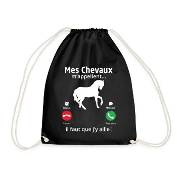 mes chevaux m'appellent il faut quẹ j'y aille! - Sac de sport léger - noir - Devant