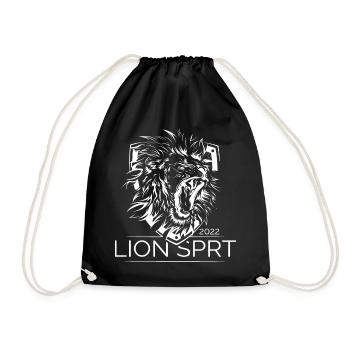 lion spirit shield coat of arms lion roar logo icon - Drawstring Bag - black - Front