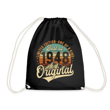 Original 1948 Vintage Birthday Retro - Drawstring Bag - black - Front