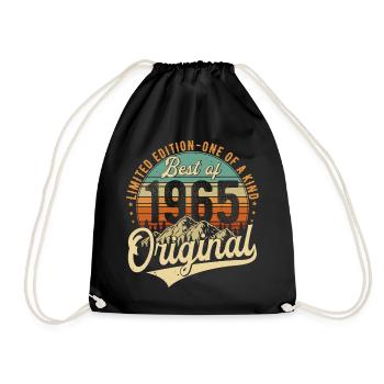 Original 1965 Vintage Jahrgang Geburtstag Retro - Turnbeutel - Schwarz - Vorne