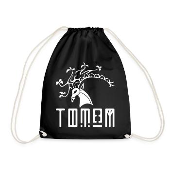 White deer animal totem - Drawstring Bag - black - Front