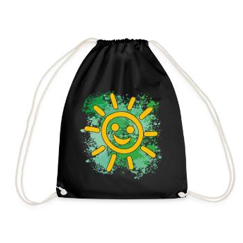 Smiling sun on colorful splashes of color - Drawstring Bag - black - Front