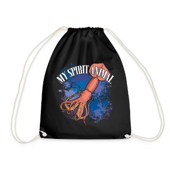 Calmar Calmar géant sur des éclaboussures colorées de couleur - Sac de sport léger - noir - Devant