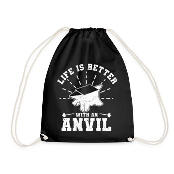 Anvil Blacksmith | Craft Metal Worker Gift Idea - Drawstring Bag - black - Front