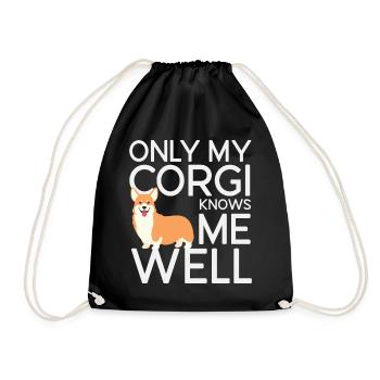 Only My Corgi Knows Me Well - Drawstring Bag - black - Front