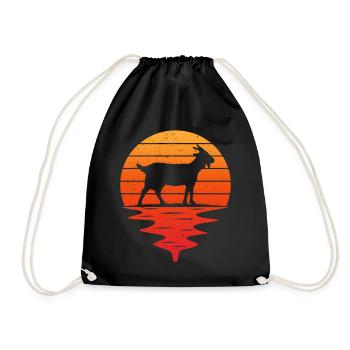 Sonnenuntergang Retro Ziegen T-Shirt Ziege - Turnbeutel - Schwarz - Vorne