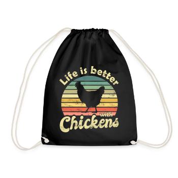 Chicken Chickens - Drawstring Bag - black - Front