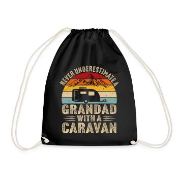 Never underestimate a grandad with a caravan - Drawstring Bag - black - Front